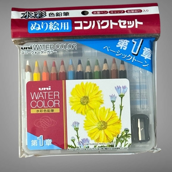 Mitsubishi Uni Watercolor Pencil Compact Chap. 1 Basic Tone 12 Colors NEW - Picture 3 of 7